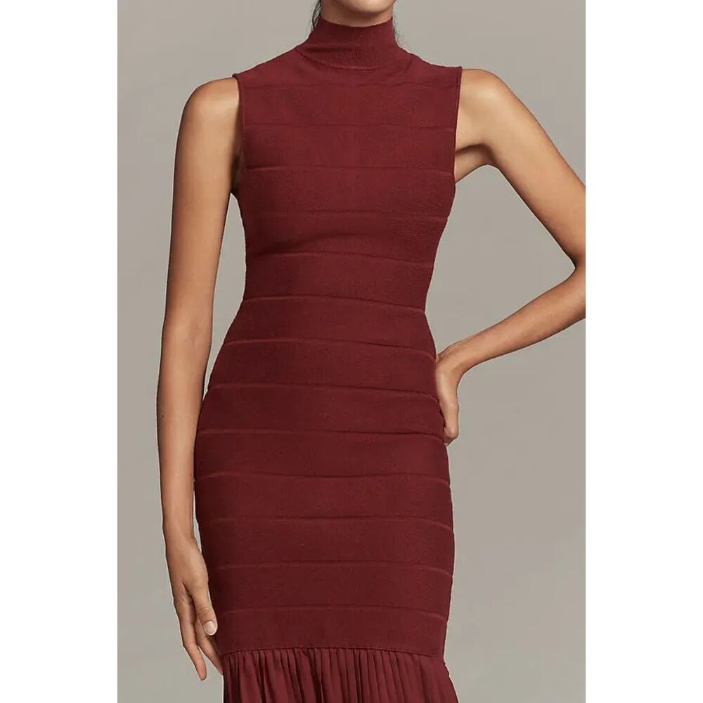 Burgundy Merlot Wine BLITHE Fitted Twofer Sleeveless Sweater Maxi Dress (NWT) - Picture 2 of 4